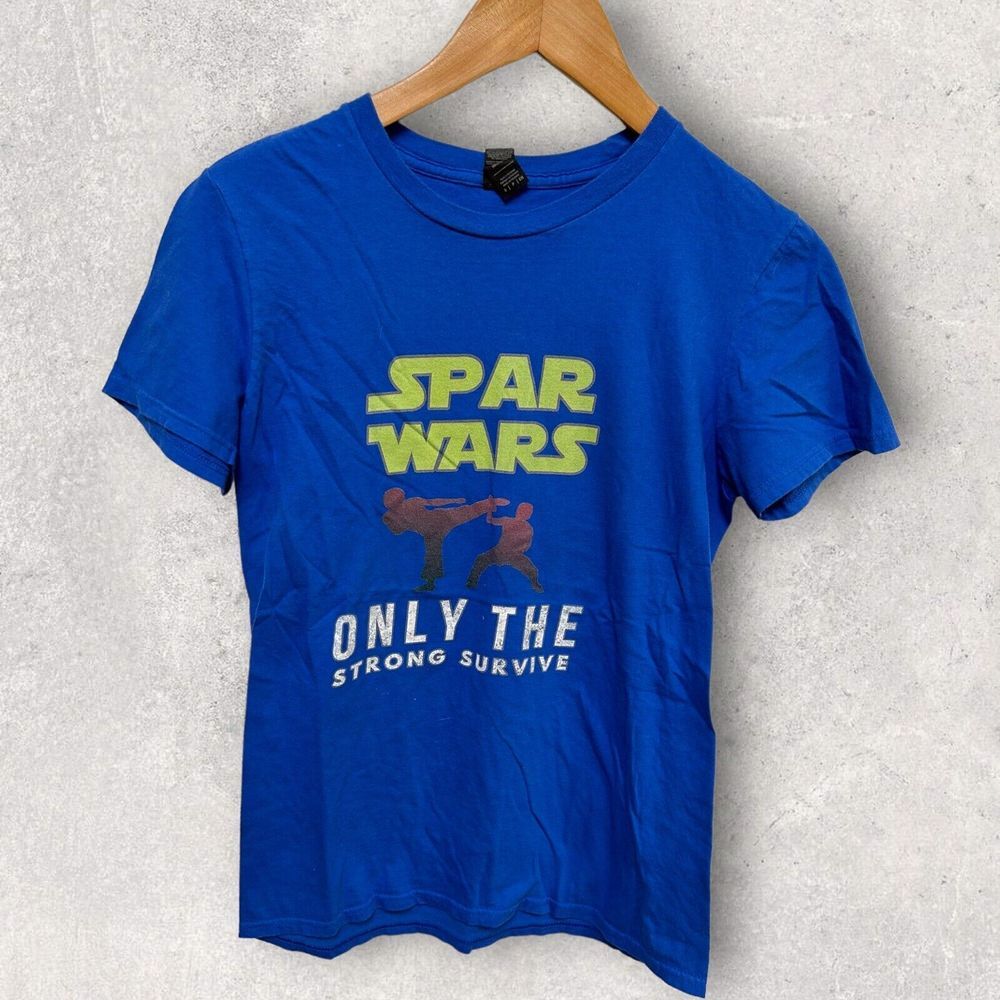 Star Wars Parody Spar Wars Martial Arts Women's Graphic T Shirt Blue Size Small